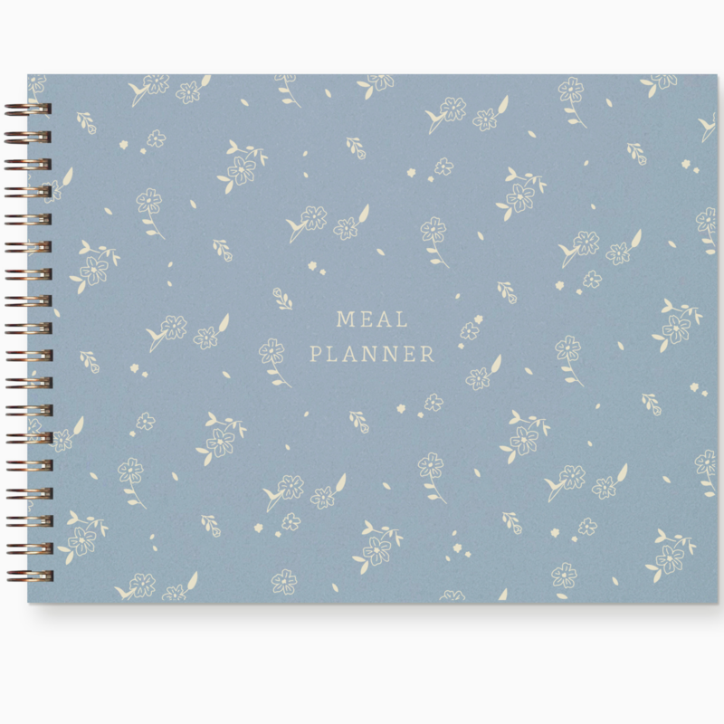 Ruff House Print Shop Meal Planner: Scattered Flowers Sky Blue