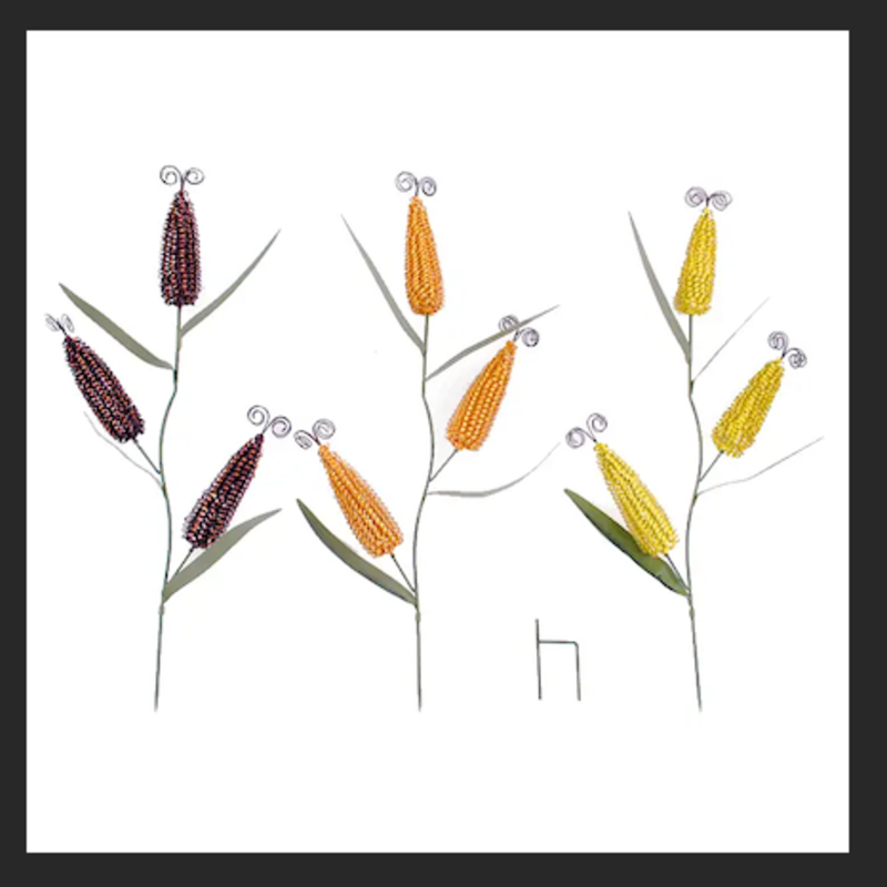 Metal Triple Corn Cob Garden Stake