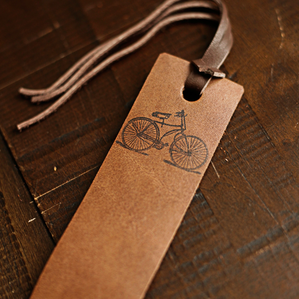 Leather Bookmark - Bicycle