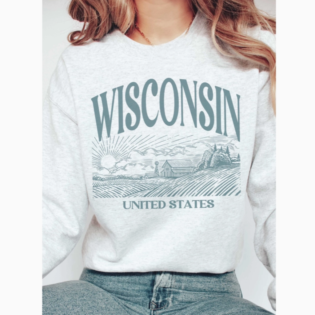 Wisconsin US Farm Scene Crewneck