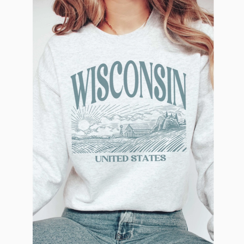 Wisconsin US Farm Scene Crewneck