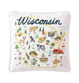 Volume One Wisconsin Embroidered Pillow