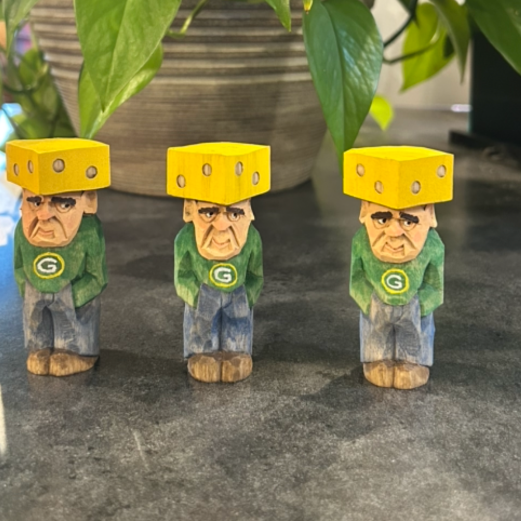Denny Williams Mini Wood Carving - Cheesehead