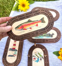 Cast & Carve Wildlife Mini Cribbage Board Set - Trout