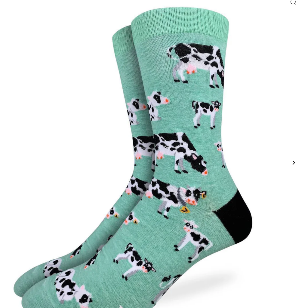 Good Luck Sock Crew Socks - Cow (teal)