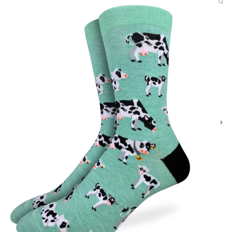 Good Luck Sock Crew Socks - Teal Cow (Size 7-12)