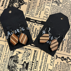 Rustic Roots Wood Earrings - Long Hexagon