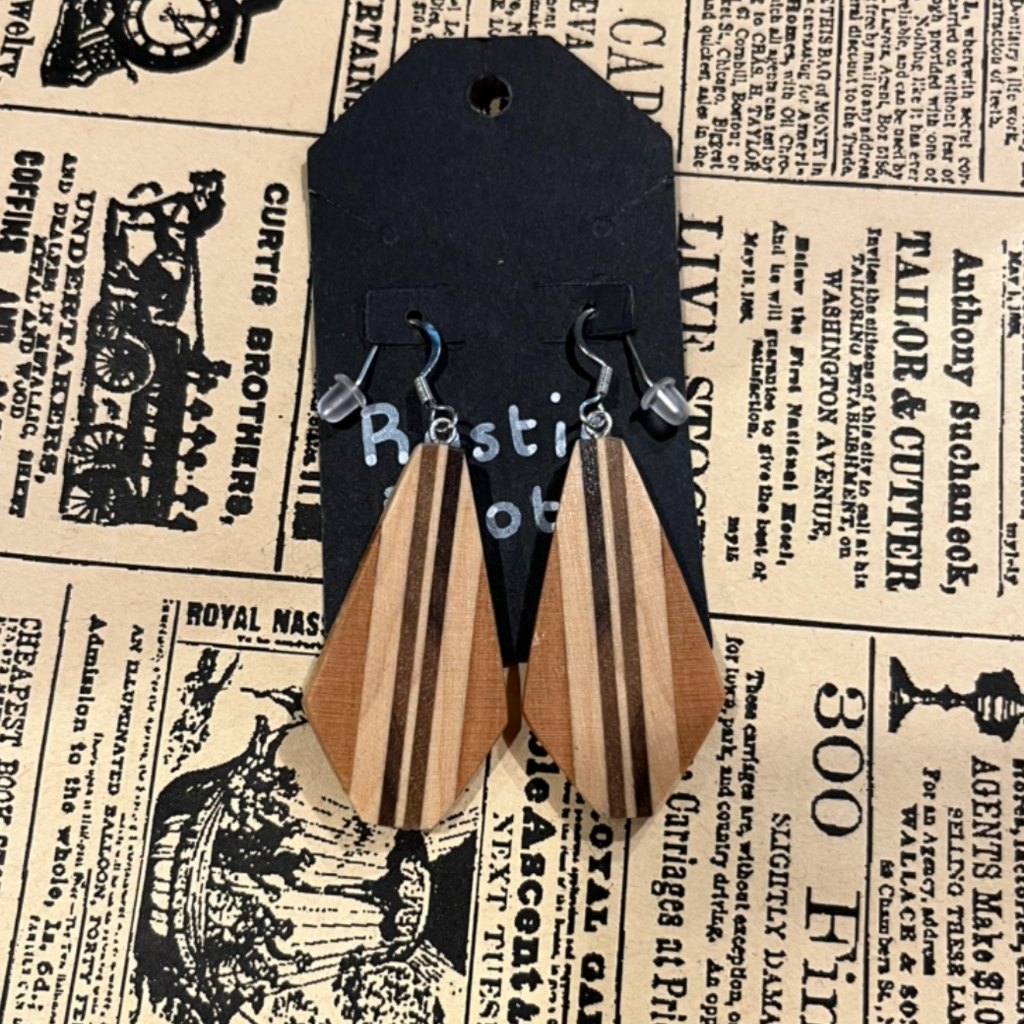 Rustic Roots Wood Earrings - Large Coffin