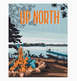 Up North Wisconsin Sticker - Campfire by the Lake