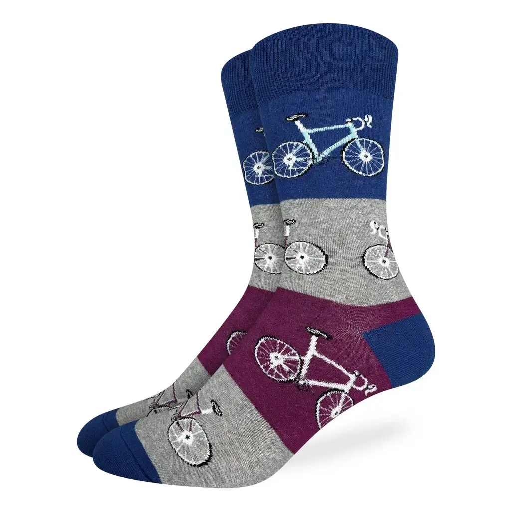 Good Luck Sock Crew Socks - Blue & Grey Checkered Bicycle
