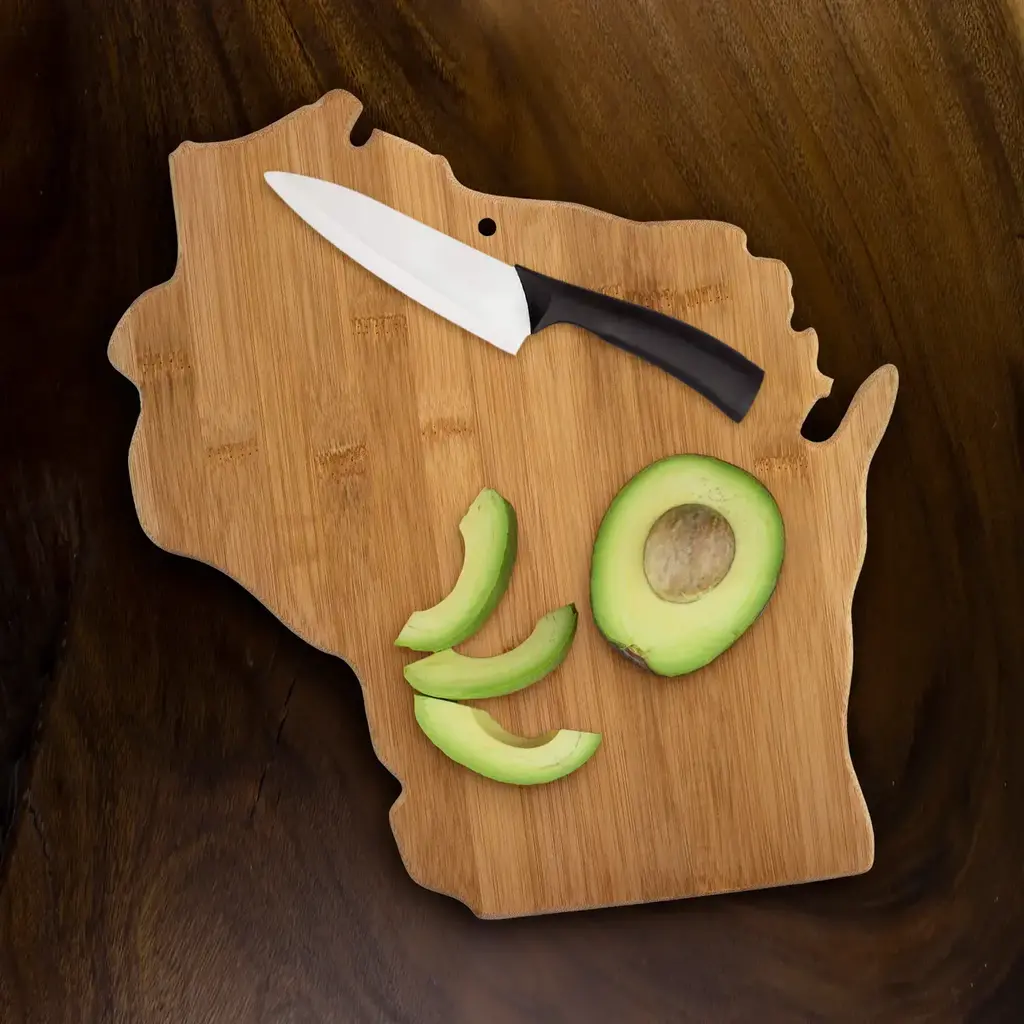 Totally Bamboo Wisconsin-Shaped Bamboo Serving and Cutting Board