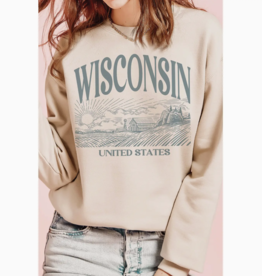 Wisconsin US Farm Scene Crewneck - SAND
