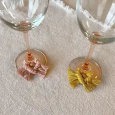 Meraki Handmade Collective Boho Macrame Wine Charms Set