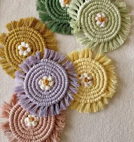 Meraki Handmade Collective Macrame Daisy Coaster - Blush