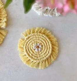 Meraki Handmade Collective Macrame Daisy Coaster - Butter