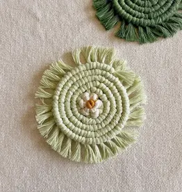 Macrame Daisy Coaster - Lime