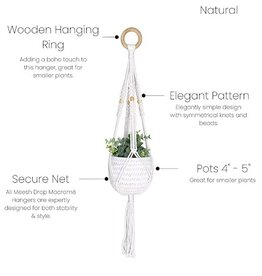 MeeshDrops Textured Short Macrame Plant Holder (Natural)