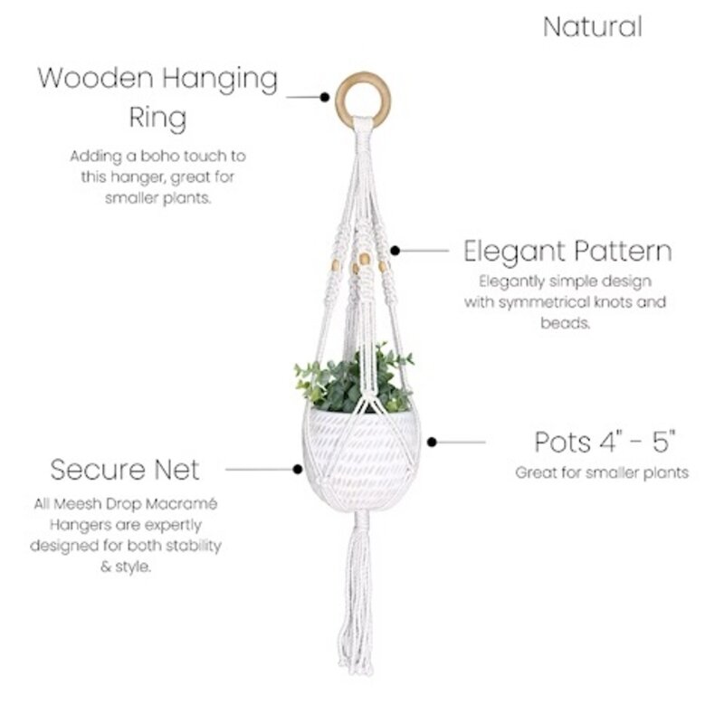 MeeshDrops Textured Short Macrame Plant Holder (Natural)