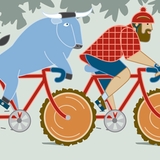 Paul Bunyan and Babe the Blue Ox Bike Print (8x10)