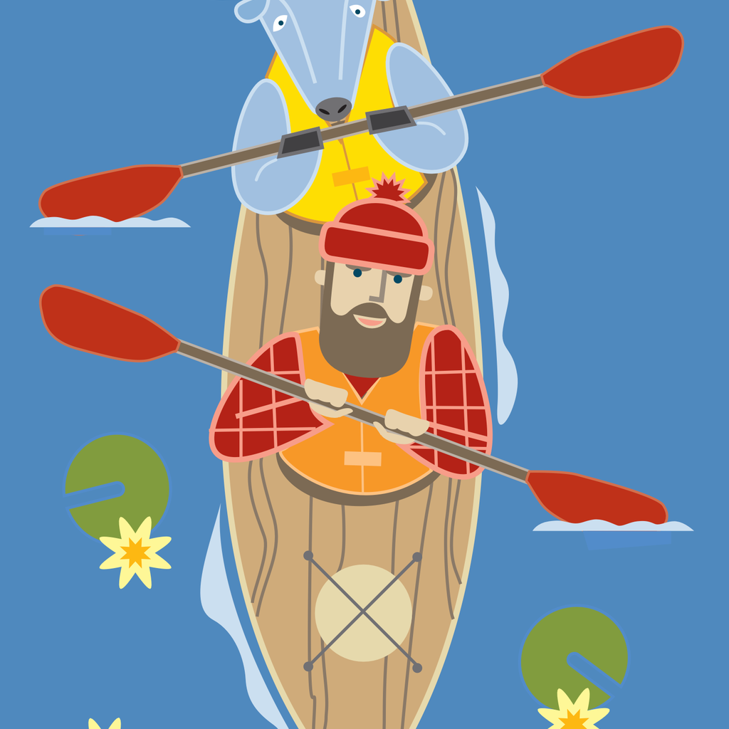 Cindy Lindgren Paul Bunyan and Babe the Blue Ox Kayak (8x10)
