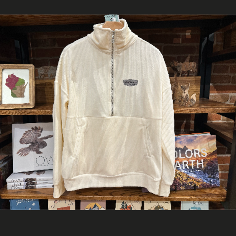 White Corded 1/2 Zip