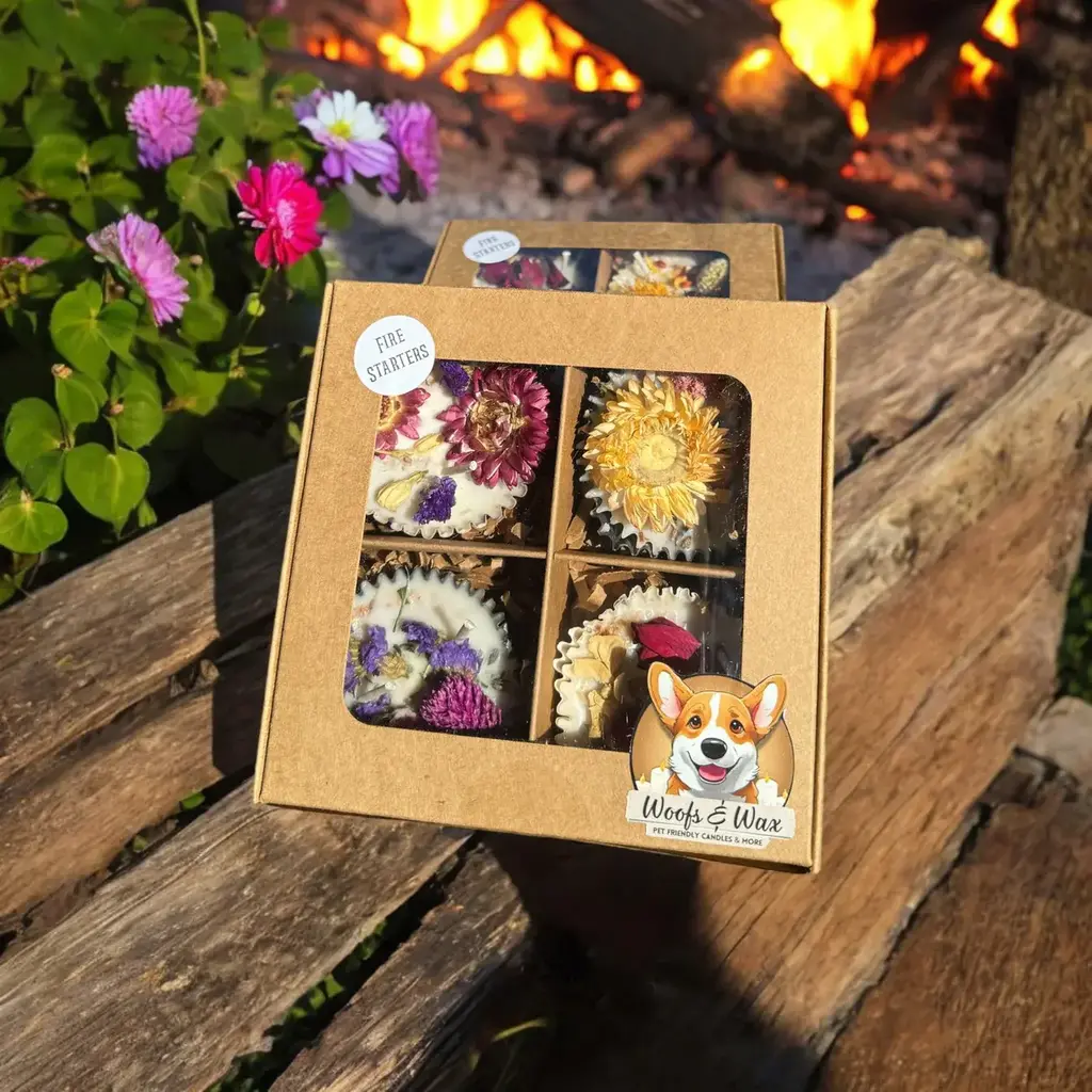 Woofs and Wax Fidos Firehouse Fire Starters 4 pc - Assorted Floral