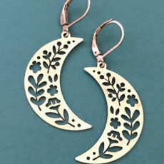Dreamspirits Silver Moon With Flowers Earrings