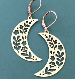 Dreamspirits Silver Moon With Flowers Earrings