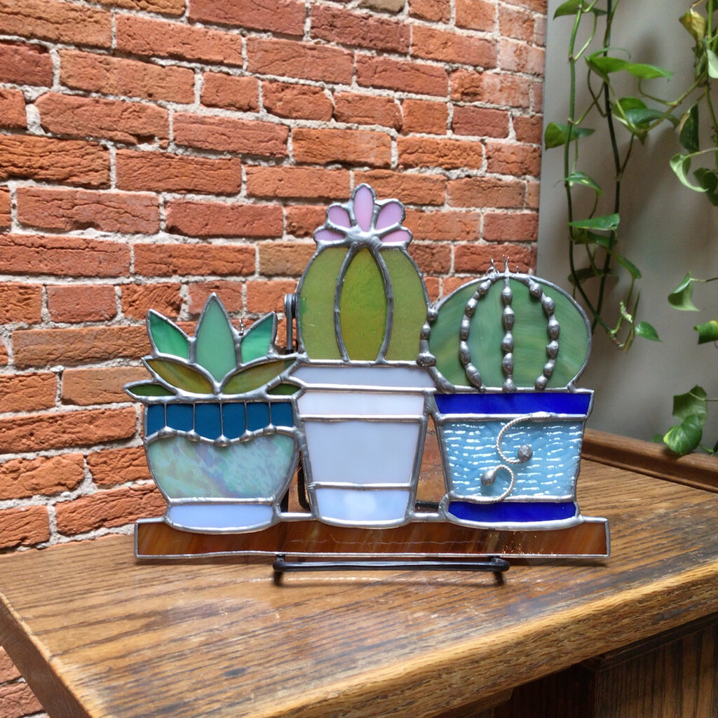 Stained Glass - Three Succulent Plant