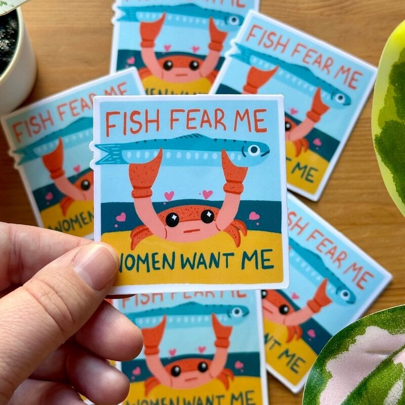 Fish Fear Me Women Want Me Sticker