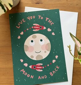 Lily Wenndt Illustration Love You To The Moon and Back Greeting Card