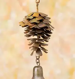 Ancient Graffiti Flamed Pine Cone Bell Ornament