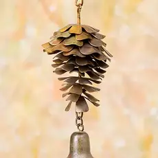 Ancient Graffiti Flamed Pine Cone Bell Ornament