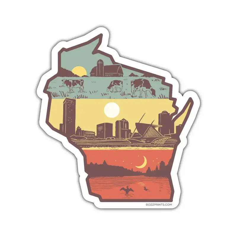 Bozz Prints Layers of Wisconsin Magnet