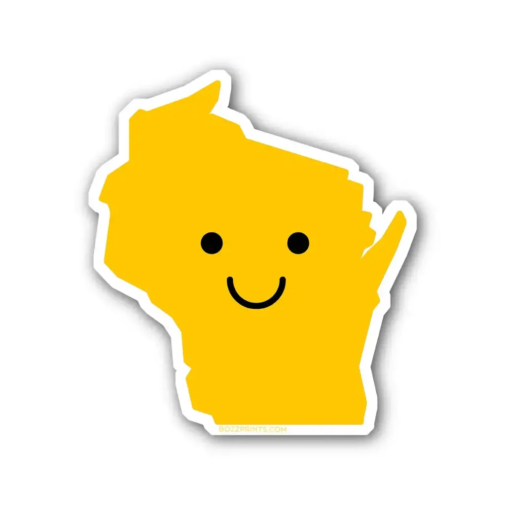 Bozz Prints Smiley Face Wisconsin Sticker