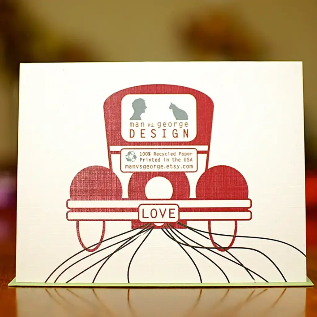 Man vs. George Designs Love Mobile - Just Married Wedding Card