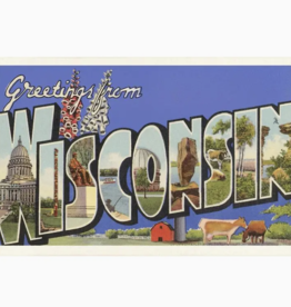 Found Image Press Greeting Card - Greetings from Wisconsin Blue WI-59