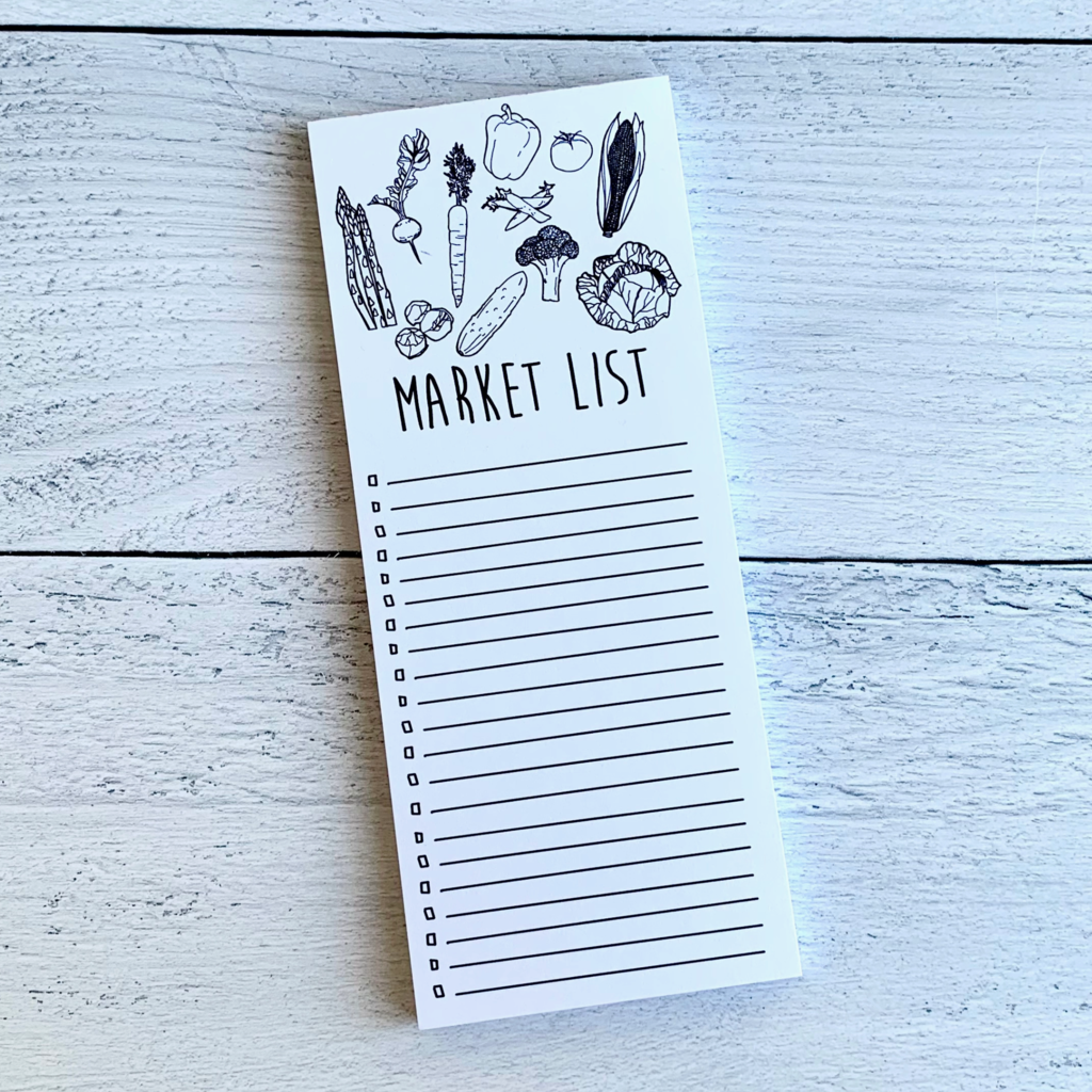 Corvidae Drawings & Designs Market List Veggie Notepad