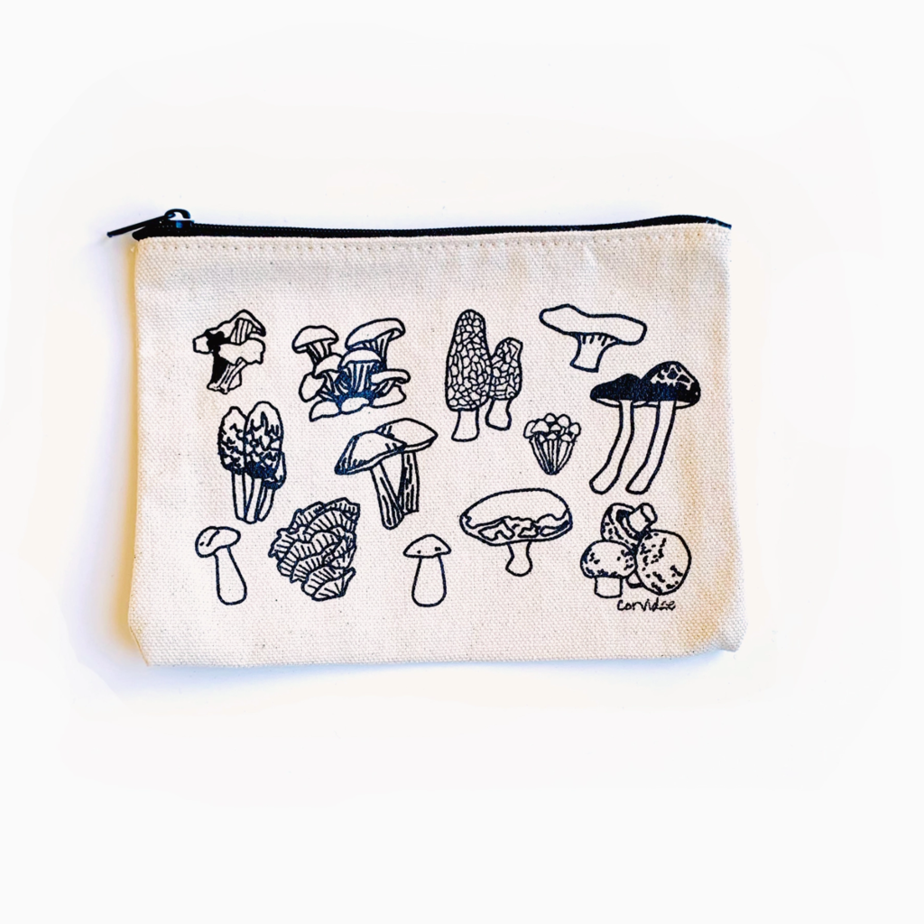 Corvidae Drawings & Designs Mushroom Small Zipper Pouch