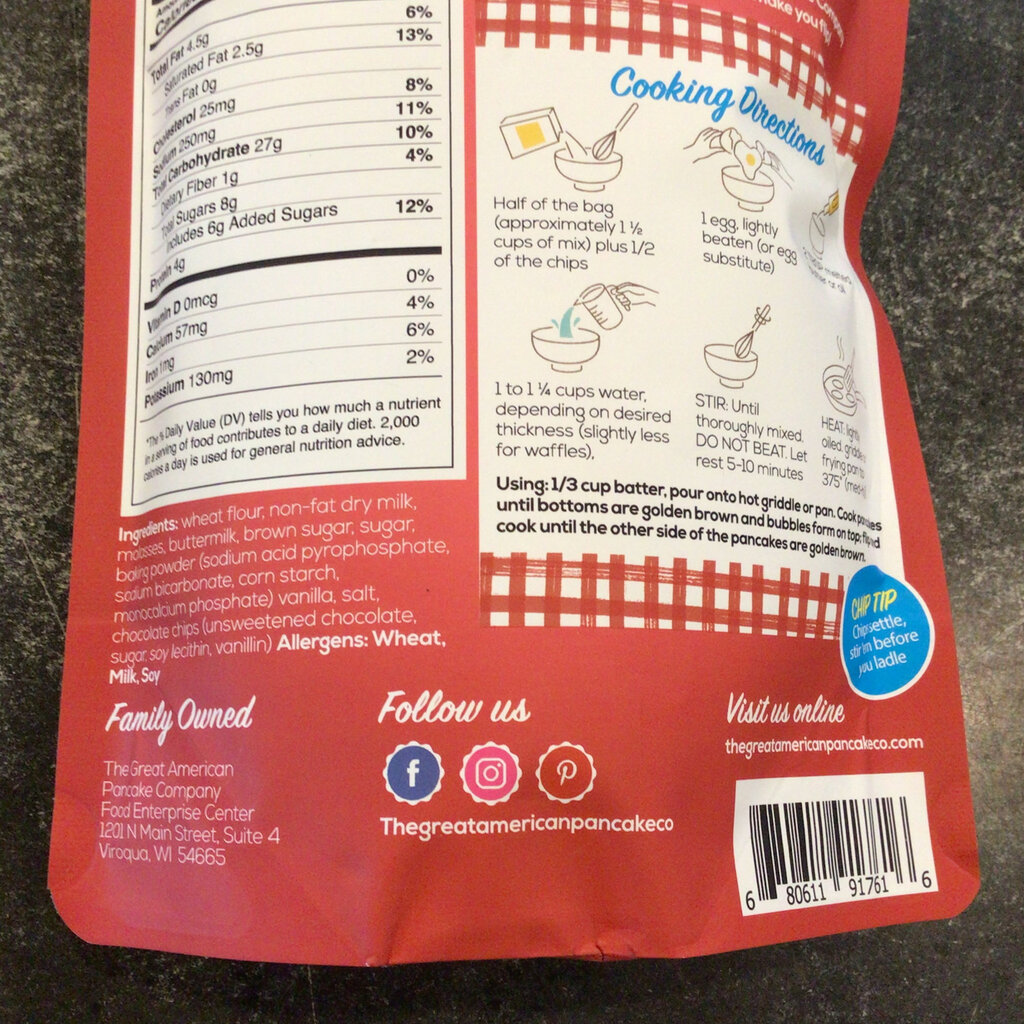Great American Pancake Company Chocolate Chip Gourmet Pancake & Waffle Mix