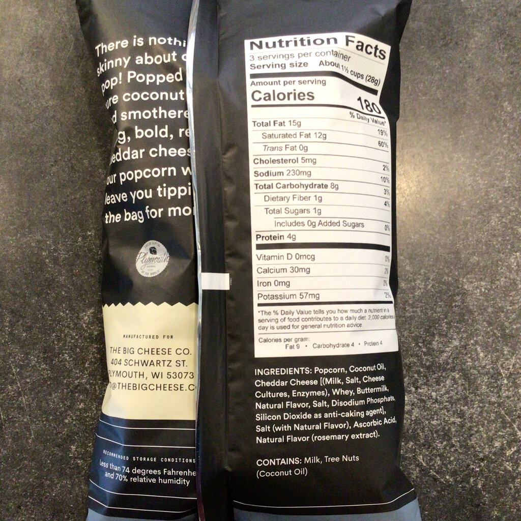 The Big Cheese Gourmet Popcorn - White Cheddar (3oz)