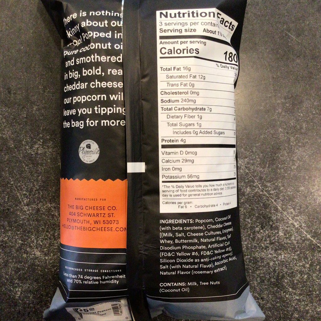 The Big Cheese Gourmet Popcorn - Golden Cheddar (3oz)