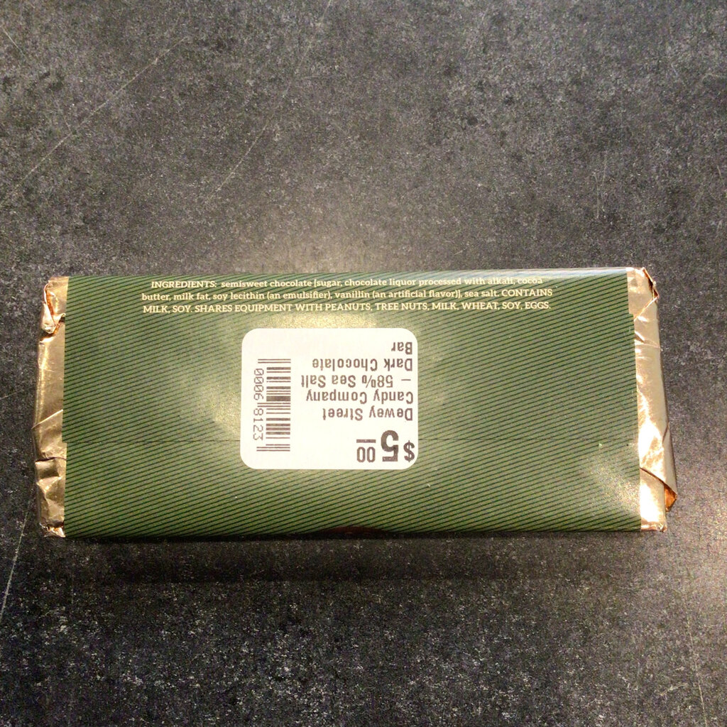 Dewey Street Candy Co. Dewey Street Candy Company - 58% Sea Salt Dark Chocolate Bar