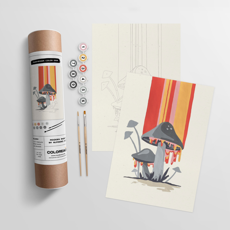 Paint By Numbers Kit - Mushroom Color Drip