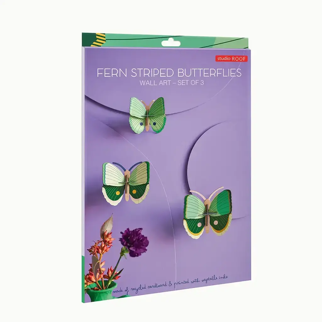 Studio Roof Wall Decoration - Fern Striped Butterflies, Set of 3