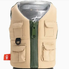 Puffin Drinkware Beverage Koozie Vest - Adventurer Tan and Olive Green
