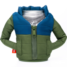 Puffin Drinkware Beverage Koozie Puffy - Olive Green/Varsity Blue