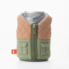 Puffin Drinkware Beverage Koozie Vest - Bird Dog (Tan and Green)