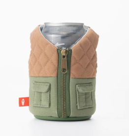 Puffin Drinkware Beverage Koozie Vest - Bird Dog (Tan and Green)