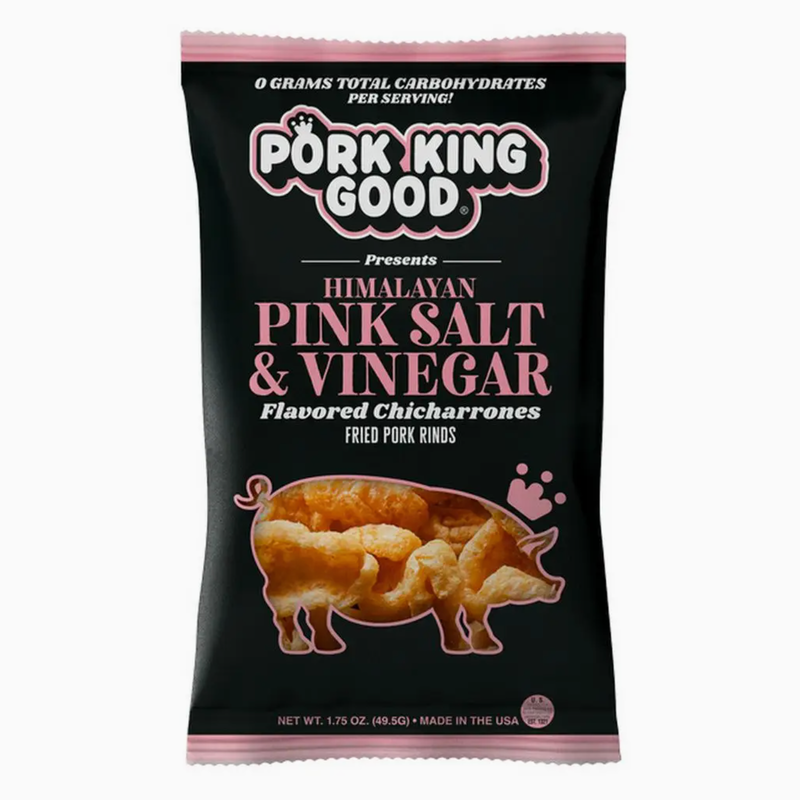 Pork King Good Pink Salt & Vinegar Pork Rinds 1.75 oz bag
